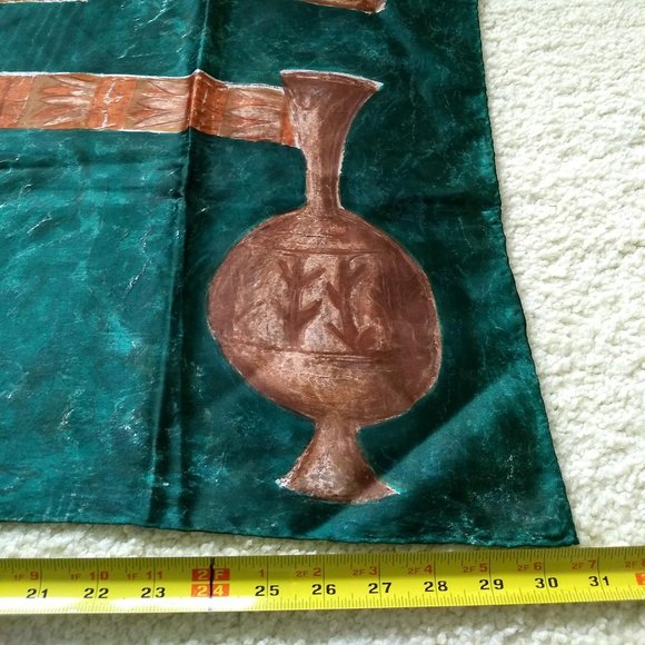 vintage 70s large square scarf sculptural pottery NWOT - Picture 3 of 4